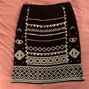 Knee length beaded and pattern skirt